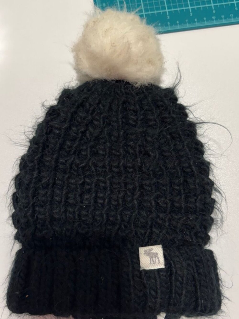 Abercrombie Kids Beanie - Black with White Pom